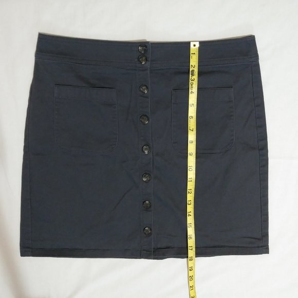 LOFT Outlet Dark Charcoal Grey Khaki Cotton Mini Skirt Button Front Womens Sz 10 - Picture 3 of 5